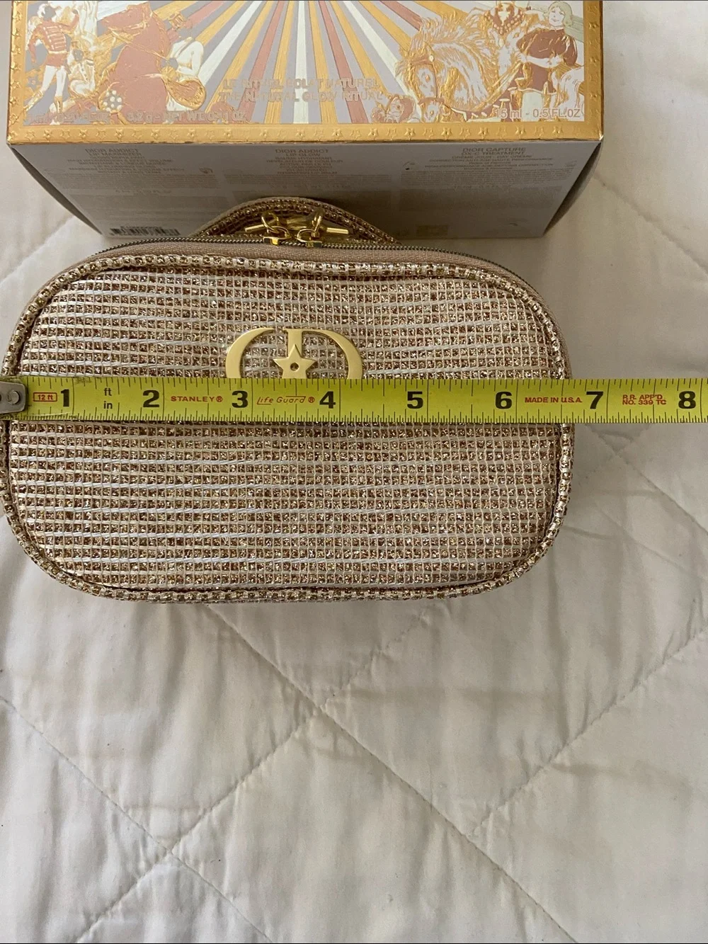 Dior Gold Cosmetic Pouch with Lip essentials, Mascara and Cream